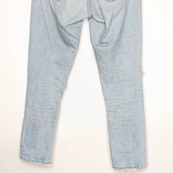 Agolde Riley Light Blue High Rise Distressed Straight Cropped Jeans - Picture 7 of 10